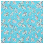 Palm Leaf Blue White Pattern Fabric