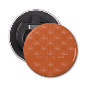 Palm Leaf Botanical Burnt Orange Custom Wedding  Bottle Opener