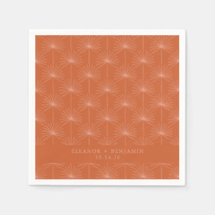 Palm Leaf Botanical Burnt Orange Custom Wedding Napkins