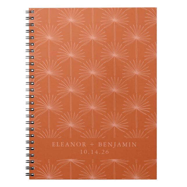 Palm Leaf Botanical Burnt Orange Custom Wedding  Notebook (Front)