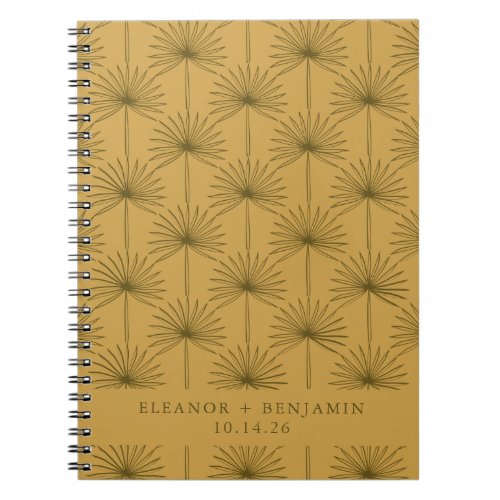 Palm Leaf Botanical Mustard Yellow Custom Wedding Notebook