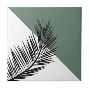 Palm leaf ceramic tile