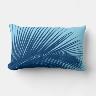 Palm leaf - cobalt and sky blue lumbar pillow