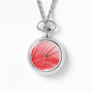 Palm leaf - Coral and shell pink Watch