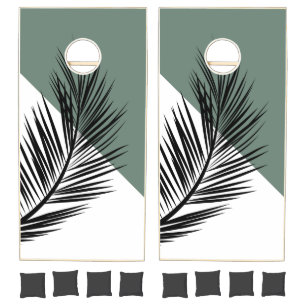 Palm leaf cornhole set