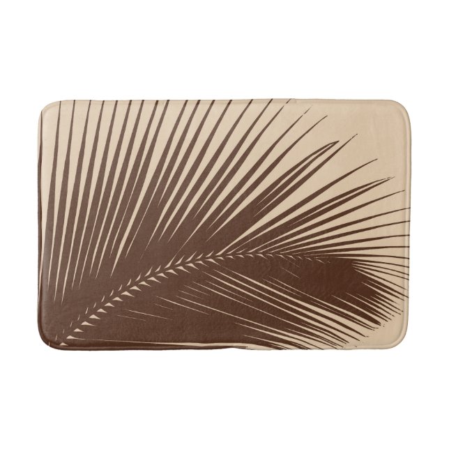 Palm leaf - Dark brown and tan Bathroom Mat (Front)