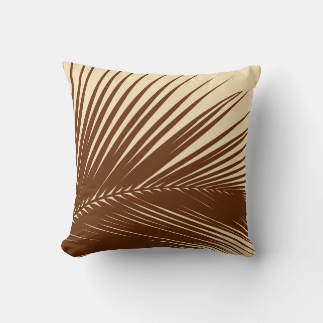 Palm leaf - Dark brown and tan Throw Pillow (Front)