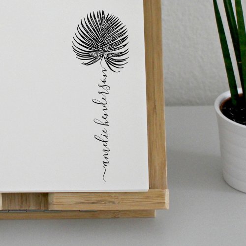 Palm Leaf Elegant Signature Custom Name Self_inking Stamp