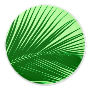 Palm leaf - emerald and lime green ceramic knob