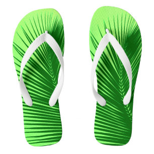 Palm leaf - emerald and lime green flip flops