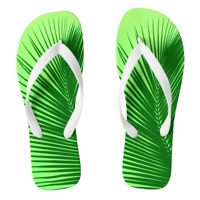 Palm leaf - emerald and lime green flip flops (Footbed)