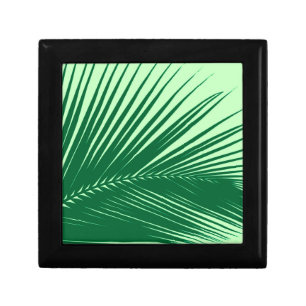 Palm leaf - emerald and lime green jewelry box