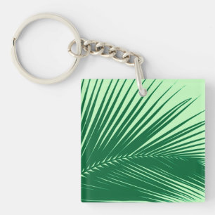 Palm leaf - emerald and lime green keychain