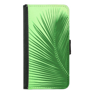 Palm leaf - emerald and lime green samsung galaxy s5 wallet case