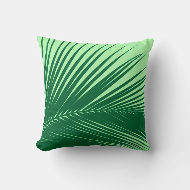 Palm leaf - emerald and lime green throw pillow (Front)