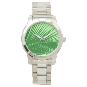Palm leaf - emerald and lime green watch