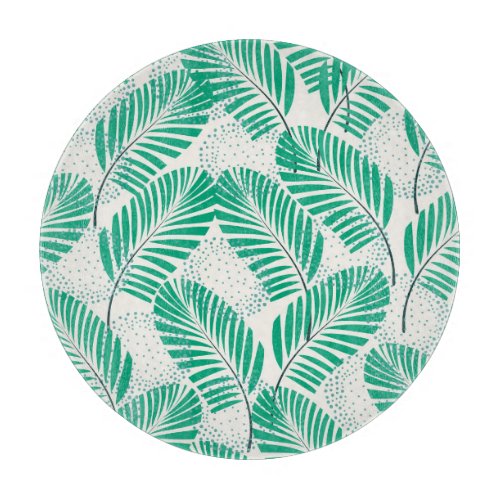Palm Leaf Floral White Vintage Cutting Board