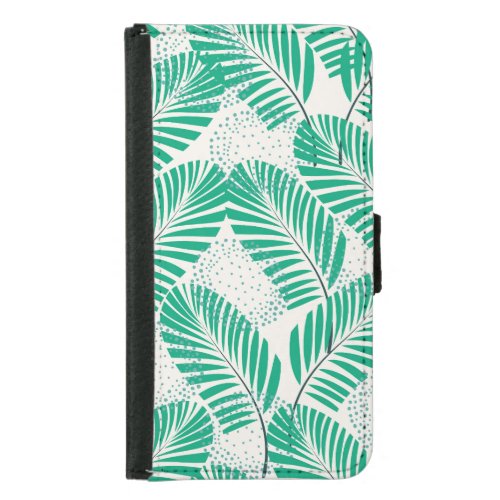 Palm Leaf Floral White Vintage Samsung Galaxy S5 Wallet Case