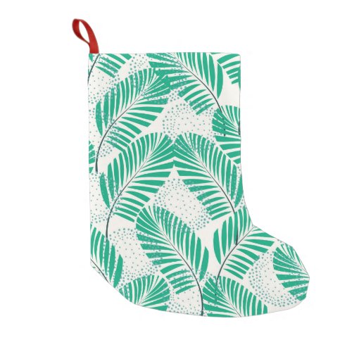 Palm Leaf Floral White Vintage Small Christmas Stocking