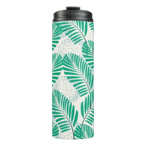 Palm Leaf Floral White Vintage Thermal Tumbler