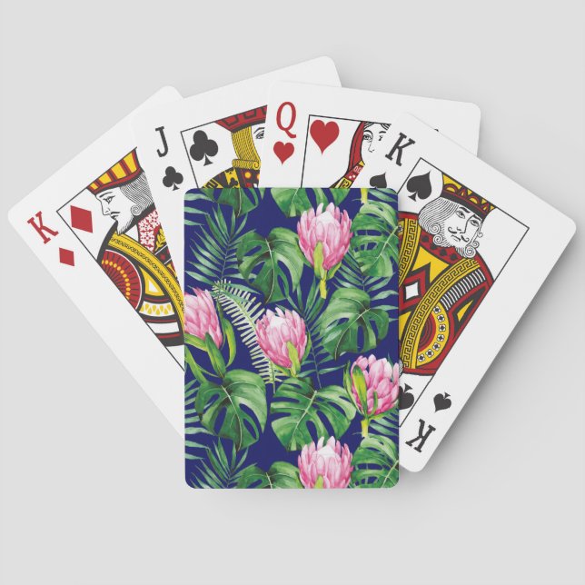 Palm Leaf Flower Pattern Poker Cards (Back)