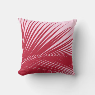 Palm leaf - fuchsia pink throw pillow