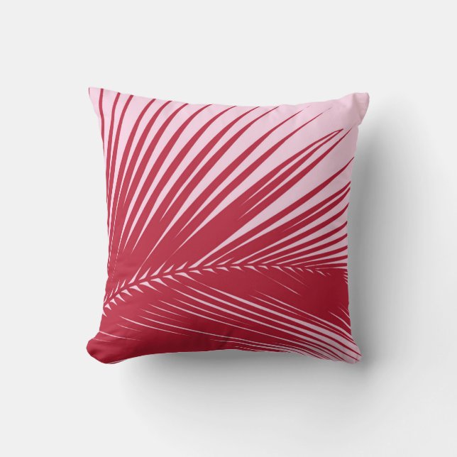 Palm leaf - fuchsia pink throw pillow (Front)