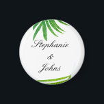 Palm Leaf Green Glitter Custom Couple Name Cute Magnet<br><div class="desc">Designed with beautiful and artistic palm leaf pattern in solid white color background with personalized text templates which you can edit and customize to add your own details. Great for special occasions like weddings,  birthdays etc.</div>