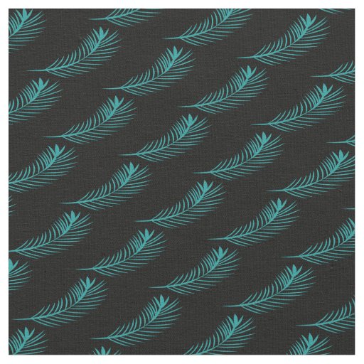Palm Leaf Greenery Jungle Pattern Black Fabric