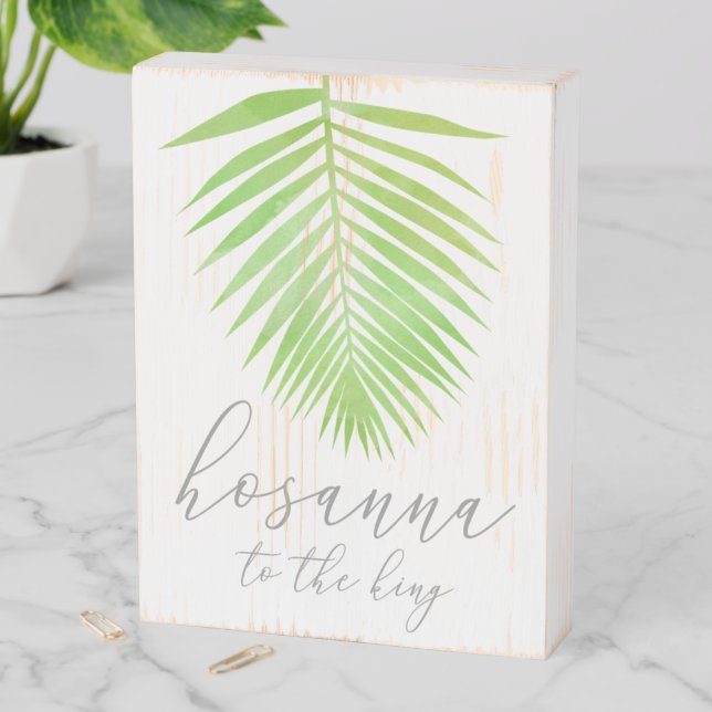 Palm Leaf Hosanna to the King Christian Wall Art Wooden Box Sign (In Situ Vertical)