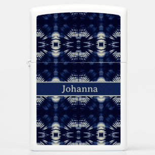 Palm Leaf in Delft Blue   Personalized Botanical Zippo Lighter