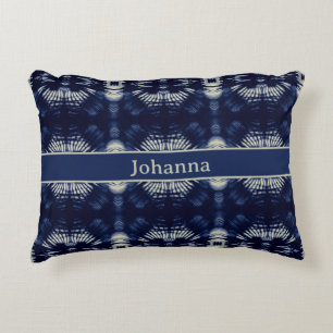 Palm Leaf in Delft Blue   Personalized Symmetrical Accent Pillow