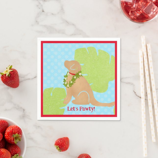 Palm Leaf Island Golden Dog Let’s Pawty Napkin (Insitu)