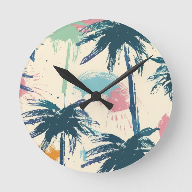 Palm Leaf Kids Watch Round Clock (Front)