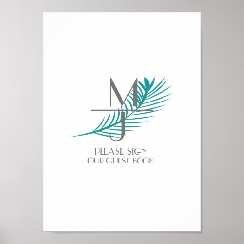 Palm Leaf Logo Tropical Wedding Guest Book Sign