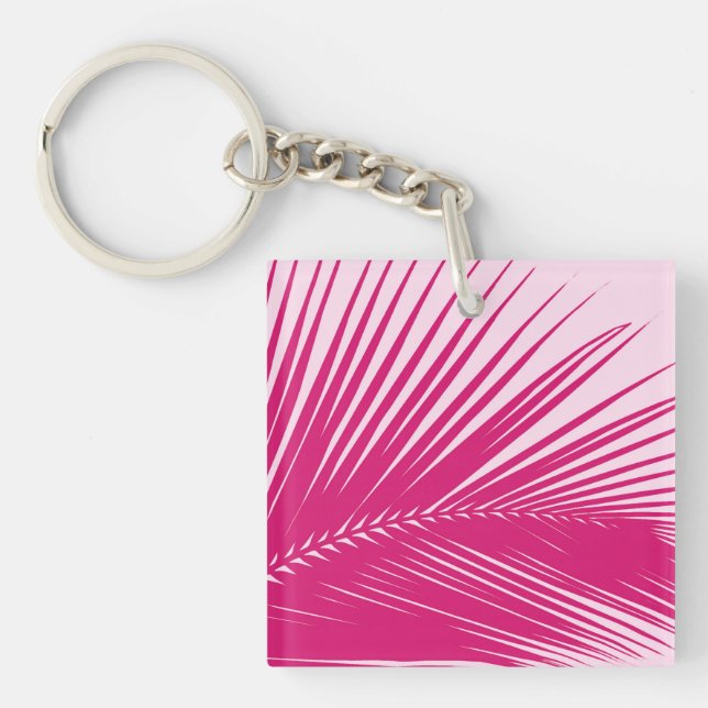 Palm leaf - magenta pink keychain (Front)