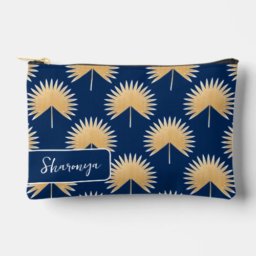 Palm leaf mid_century modern  name accessory pouch