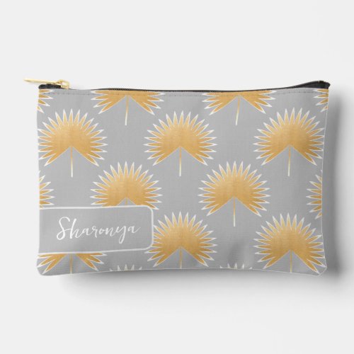 Palm leaf mid_century modern  name accessory pouch