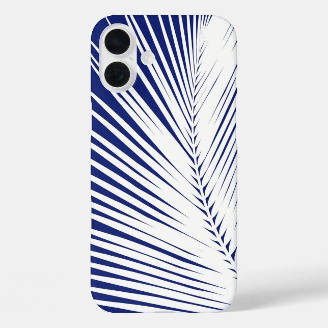 Palm leaf - navy blue and white Case-Mate iPhone case (Back)