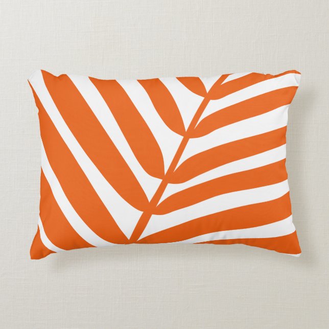 Palm Leaf Orange Accent Pillow (Front)