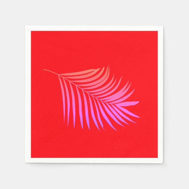 Palm Leaf Orange Pink Birthday Graduation Wedding Napkins (Front)