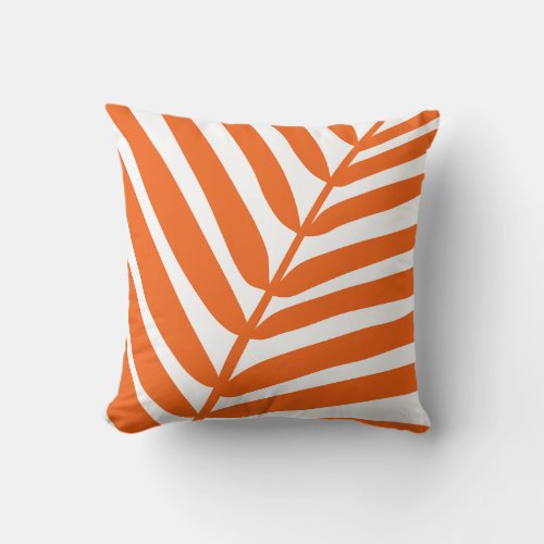 Palm Leaf Orange Throw Pillow