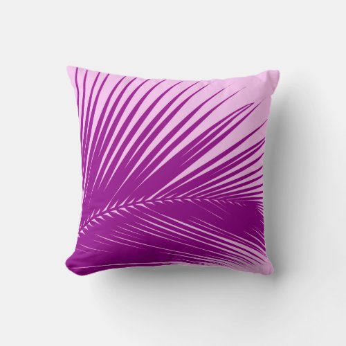 Palm leaf _ orchid and purple throw pillow