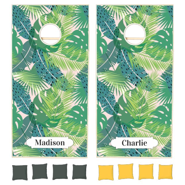 Palm Leaf Pattern custom names Cornhole Set (Set)