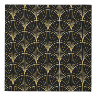Palm leaf pattern on black background - Abstract g Faux Canvas Print