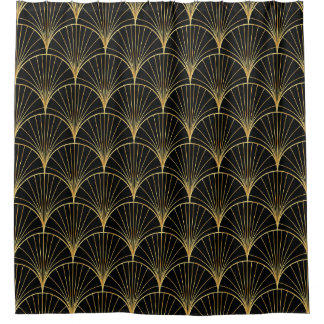 Palm leaf pattern on black background - Abstract g Shower Curtain