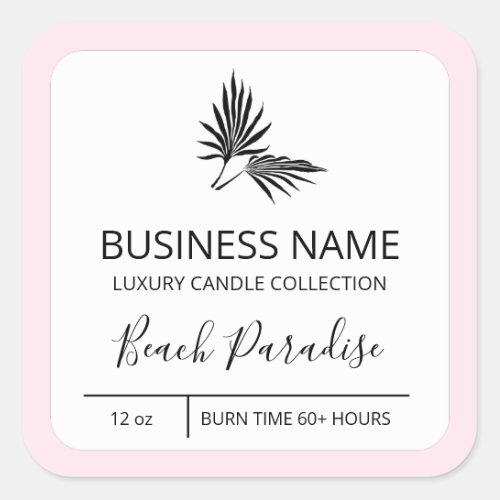 Palm Leaf Pink Border Soy Candle Product Labels