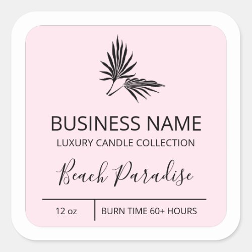 Palm Leaf Pink Soy Candle Product Labels