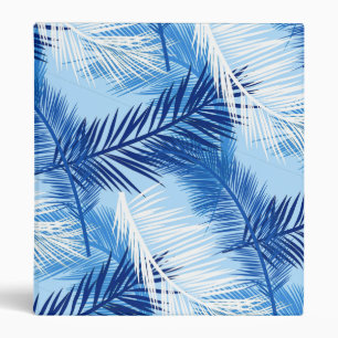Palm Leaf Print, Cobalt, White and Sky Blue 3 Ring Binder