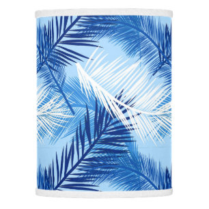 Palm Leaf Print, Cobalt, White and Sky Blue Lamp Shade